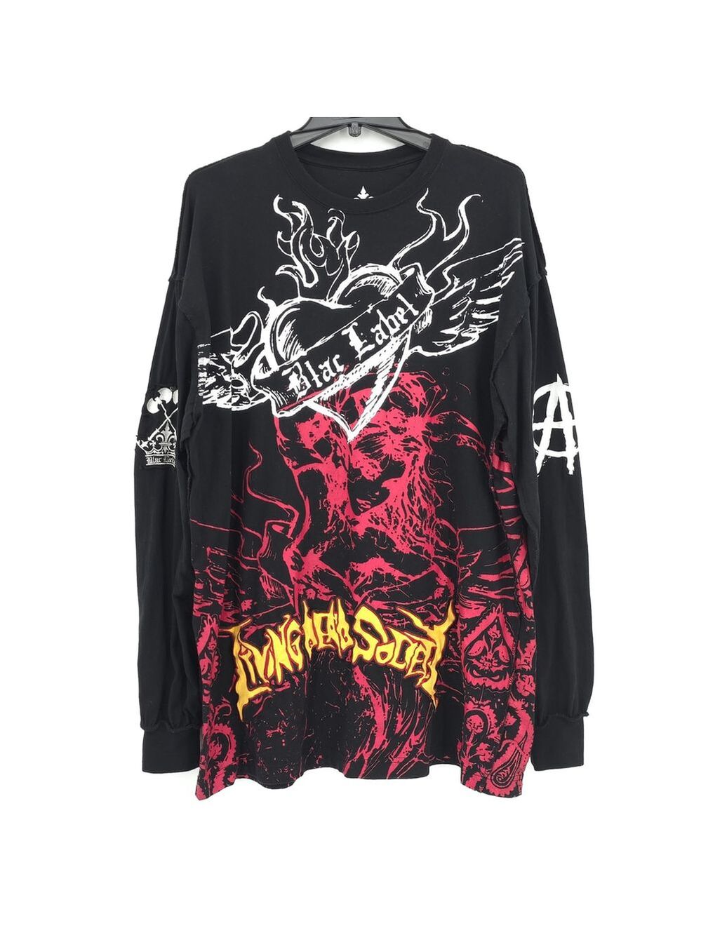 Gothic Punk Blac Label Graphic Flames Men’s 3XL Black Red Living Dead Souls Top